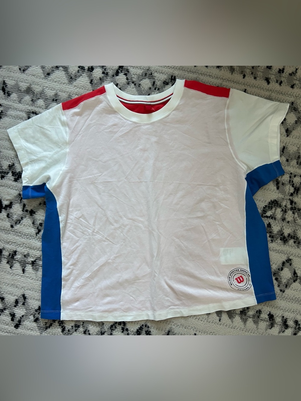 Wilson White Short-Sleeve Tee with Red & Blue Accents